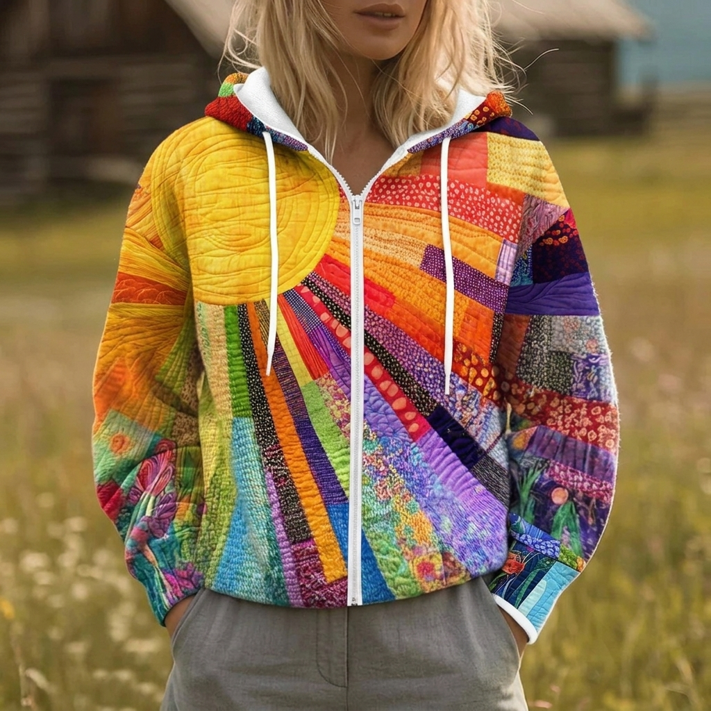 Rhealyn | Sunburst Print Open-Front Jacket