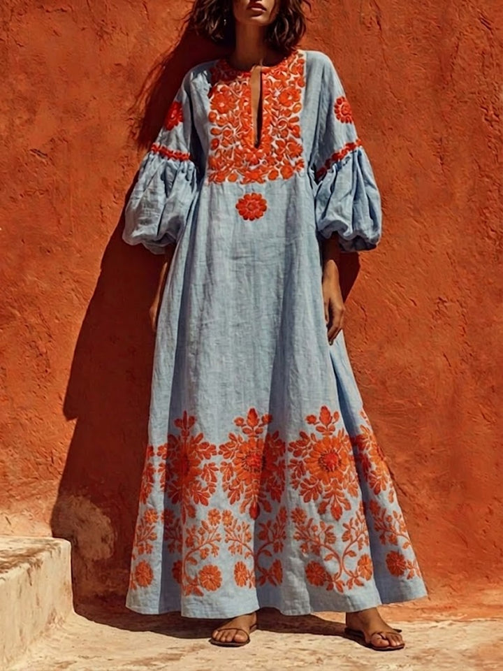 Tatiana | Bohemian Floral Embroidered Maxi Dress