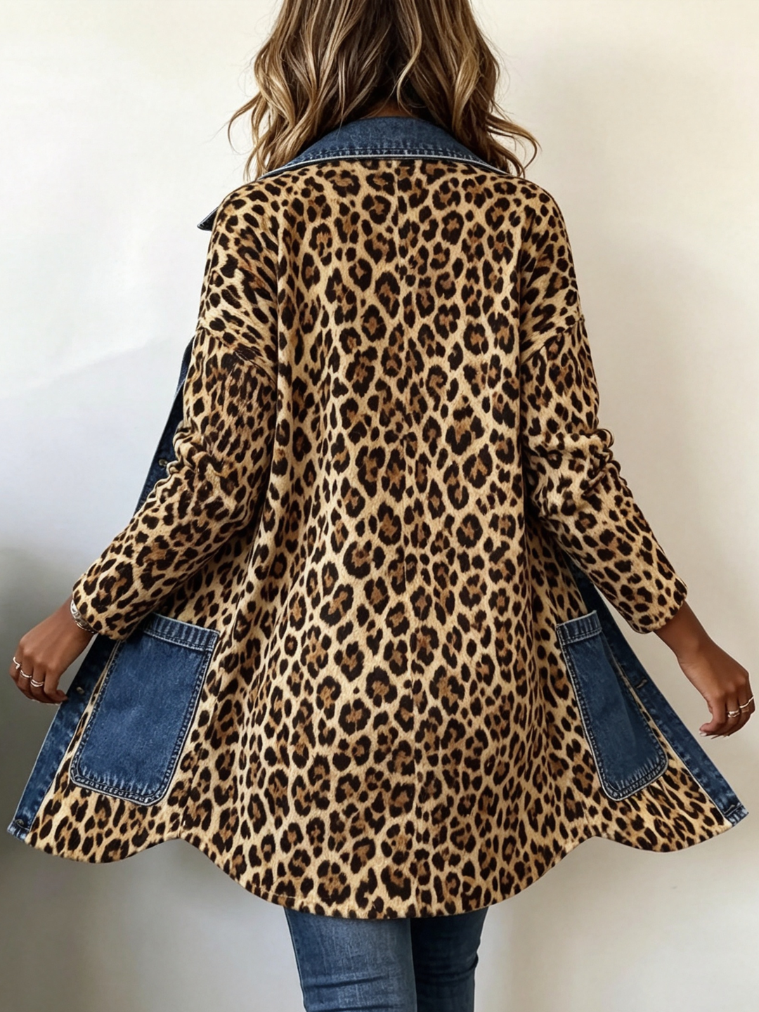 Fablenne™ | Leopard Print Contrast Longline Jacket