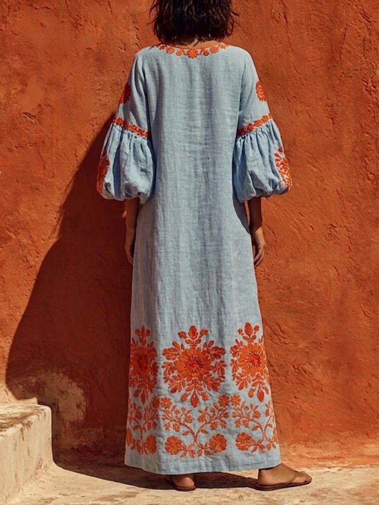 Tatiana | Bohemian Floral Embroidered Maxi Dress