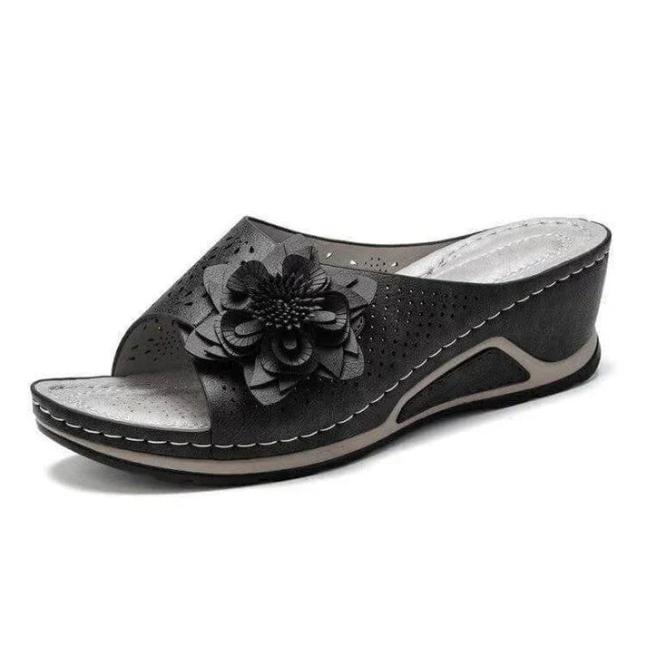 Diana | Floral Wedge Mule Sandals