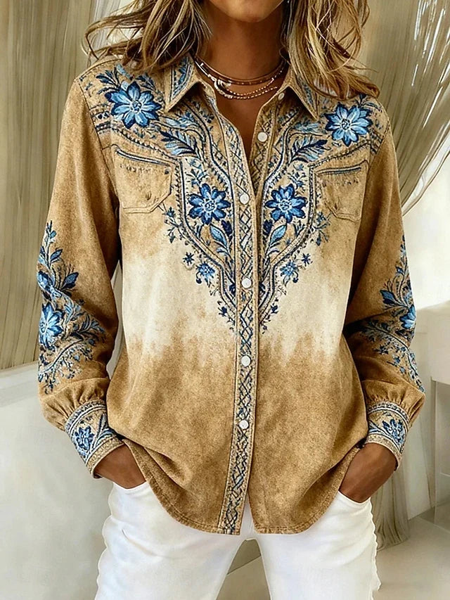 Tucson™ | Vintage Western Floral Button Blouse